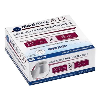 Pansement Médiclinic Flex Multi-Extensible 2.5 cm x 5 m