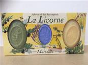 Coffret 3 Savons de Marseille Olive Lavande Miel 450 grs