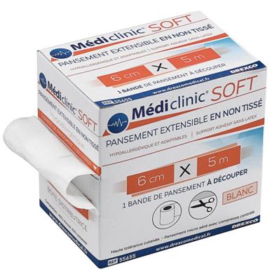 Pansement Mediclinic Extensible Soft en Non-Tissé 6 cm x 5 m