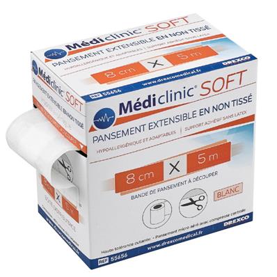 Pansement Mediclinic Extensible Soft en Non-Tissé 8 cm x 5 m