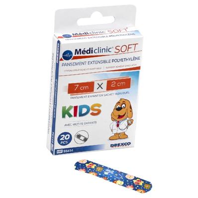 Pansement Médiclinic Soft Kids 2 x 7 cm Boite de 20